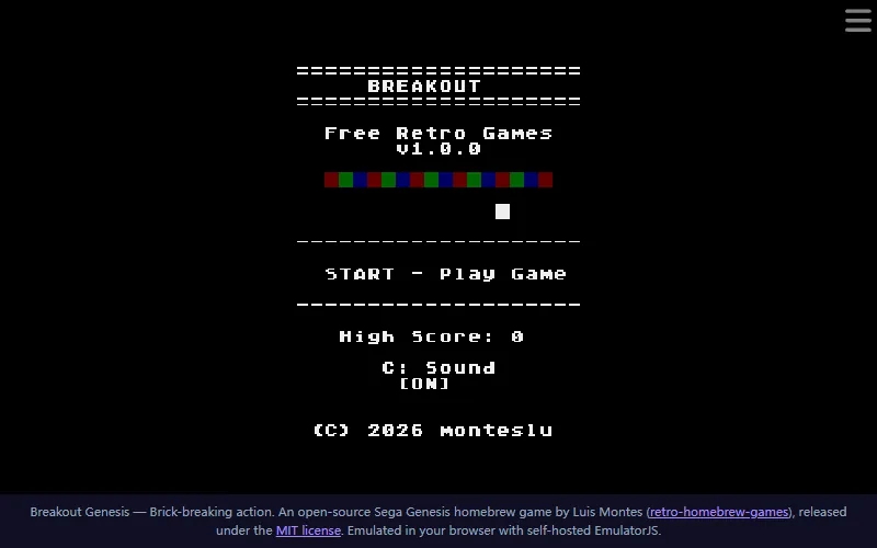 Breakout Genesis — play free on WASM Arcade