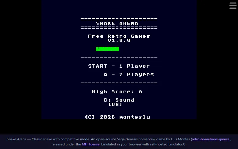 Snake Arena Genesis — play free on WASM Arcade