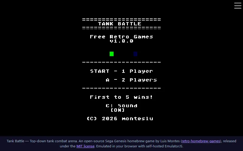 Tank Battle Genesis — play free on WASM Arcade